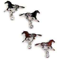 Western Fire Black or Brown Running Horse Earrings from the WYO-HORSE Jewelry Collection