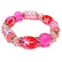 Linpeng GBP-011 Beaded Bracelet for Women Girls, Gift For Women, Glass Beads Stretch Bracelet -Hand Paint Gift Box Beads- Length 7.5'', Pink