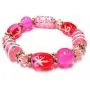 Linpeng GBP-011 Beaded Bracelet for Women Girls, Gift For Women, Glass Beads Stretch Bracelet -Hand Paint Gift Box Beads- Length 7.5'', Pink Linpeng GBP-011 Beaded Bracelet for Women Girls, Gift For Women, Glass Beads Stretch Bracelet -Hand Paint Gift Box Beads- Length 7.5'', Pink