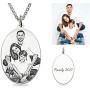 AILIN Personalized Sterling Silver Photo Engraved Necklace Oval Photo Necklace Memorial Jewelry Keepsake Necklace