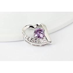 Crystalline Azuria Heart Jewelry Set for Women White Purple Zirconia Crystals Heart Pendant Necklace 18'' Stud Earrings Bracelet 7.2'' 18K White Gold Plated