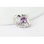 Crystalline Azuria Heart Jewelry Set for Women White Purple Zirconia Crystals Heart Pendant Necklace 18'' Stud Earrings Bracelet 7.2'' 18K White Gold Plated