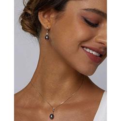 Mints Black Freshwater Pearl Jewelry Set Sterling Silver Necklace and Earrings Set Fine Jewelry for Women