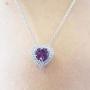 Dazzlingrock Collection 14K 8 MM Heart Gemstone & Round Diamond Heart Double Halo Pendant, White Gold