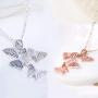 XINSHUN 925 Silver Long Zircon Butterfly Necklaces Pendant Fashion Sterling Silver Jewelry Statement Chain Necklace for Women Ladies Girls Gifts