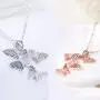 XINSHUN 925 Silver Long Zircon Butterfly Necklaces Pendant Fashion Sterling Silver Jewelry Statement Chain Necklace for Women Ladies Girls Gifts