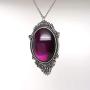 Purple Cabochon in Antiqued Silver Finish Pewter Frame Pendant Necklace