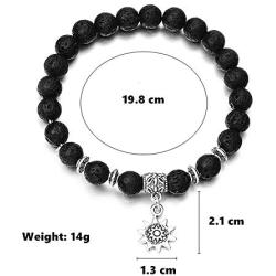 Chcumu Beads Stretch Bracelet Elastic Natural Lava Rock Stone Beaded Bracelets Stress Relief Yoga Beads Adjustable Bracelet Jewelry Gift for Women Men Girls, Unisex