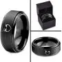 Hunter Celtic Spiritual Deer Antler Heart Ring - Tungsten Band 8mm - Men - Women - 18k Rose Gold Step Bevel Edge - Yellow - Grey - Blue - Black - Brushed - Polished - Wedding - Gift Dome Flat Cut