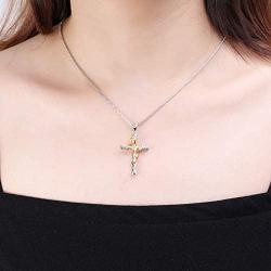 Cross Pendant Necklace for Women Rose Flower Necklace Jewelry for Christmas Birthday Mothers Day Necklace for Women 18 with 2 inches