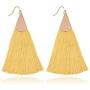 Bohemian Silky Thread Fan Fringe Tassel Statement Earrings - Lightweight Strand Feather Shape Long Dangles