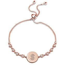 WUSUANED Rose Gold Initial Bracelet Letter Bracelet Adjustable Chain Bracelet Personalized Jewelry For Women Girls