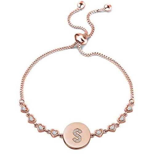 WUSUANED Rose Gold Initial Bracelet Letter Bracelet Adjustable Chain Bracelet Personalized Jewelry For Women Girls