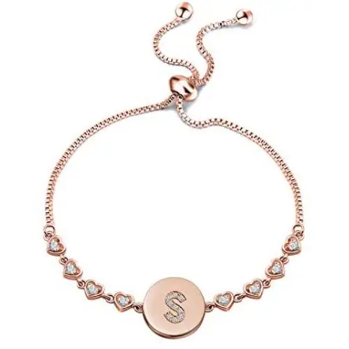 WUSUANED Rose Gold Initial Bracelet Letter Bracelet Adjustable Chain Bracelet Personalized Jewelry For Women Girls