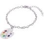My Shape Trendy Enamel Artist Paint Palette and Brush Link Chain Bracelet Gifts Jewelry for Women & Girls