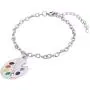 My Shape Trendy Enamel Artist Paint Palette and Brush Link Chain Bracelet Gifts Jewelry for Women & Girls