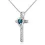 Sterling Silver London Blue Topaz Cross Heart Pendant Necklace for Girls, Teens or Women