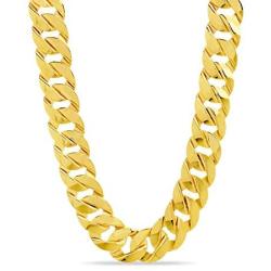 CATHERINE MALANDRINO Yellow Gold-Tone Flat Link Curb Chain Statement Necklace for Women