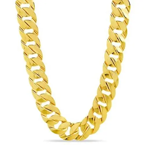 CATHERINE MALANDRINO Yellow Gold-Tone Flat Link Curb Chain Statement Necklace for Women