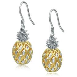 RoseJeopal Pineapple Dangle Earring S925 Hook Hawaiian Hypoallergenic Earring Jewelry for Women Girl