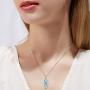 YFN Irish Celtic Knot Created Opal Pendant Necklace Infinity Love Sterling Silver CZ Jewelry 18''