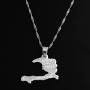 Silver Plated The Republic of Haiti Map Pendant Necklace Chain Port-AU-Prince Map Jewelry