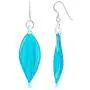SUVANI Sterling Silver Hand Blown Glass Art Jewelry Leaf Curvy Long Dangle Earrings, Color Variations
