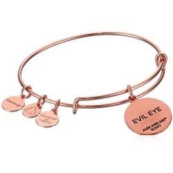 Alex and Ani Womens Evil Eye Rose Gold Charm Bangle Bracelet, Expandable