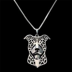 Pit Bull Dog Sterling Silver Necklace Dangle Earrings Set by Ginger Lyne Ears Down Puppy Dog Pet Pendant Box Chain Doggie Animal Paw Print Heart Jewelry for Pit Mom Women Girls Teens
