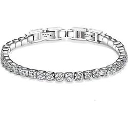 Jude Jewelers Stainless Steel Cubic Zircon Eternity Wedding Statement Strand Link Bracelet