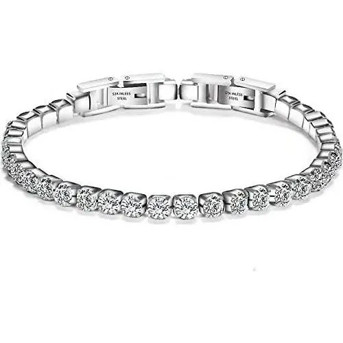 Jude Jewelers Stainless Steel Cubic Zircon Eternity Wedding Statement Strand Link Bracelet Jude Jewelers Stainless Steel Cubic Zircon Eternity Wedding Statement Strand Link Bracelet
