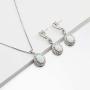 Lavencious 925 Sterling Silver Necklaces and Earrings Jewelry Set for Women, Round/Oval White Opal/Clear Cubic Zirconia CZ Stones with Italian Box Chain