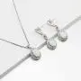 Lavencious 925 Sterling Silver Necklaces and Earrings Jewelry Set for Women, Round/Oval White Opal/Clear Cubic Zirconia CZ Stones with Italian Box Chain