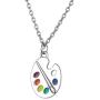 Trendy Enamel Artist Paint Palette and Brush with Thin Pendant Necklace Gifts Jewelry for Women & Girls