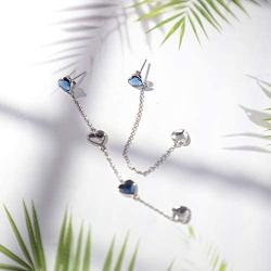 AOBOCO Love Heart Earrings Sterling Silver Dangle Drop Earrings Embellished with Crystals from Austria, Hypoallergenic Anniversary Birthday Jewelry Gifts for Women - Fill My Heart With Your Love