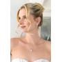 Mariell CZ and Freshwater Pearl Button Wedding Necklace and Earrings Jewelry Set for Bridesmaids & Brides