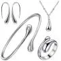 JEVI Necklace Earrings Jewelry Set Silver Water Drop Ring Bangle Set for Women Girls Birthday Mother’s Day JEVI Necklace Earrings Jewelry Set Silver Water Drop Ring Bangle Set for Women Girls Birthday Mother’s Day