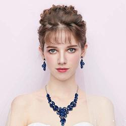 BriLove Womens Costume Fashion Crystal Peach Flower Enamel Statement Necklace Dangle Earrings Set