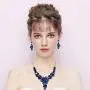 BriLove Womens Costume Fashion Crystal Peach Flower Enamel Statement Necklace Dangle Earrings Set BriLove Womens Costume Fashion Crystal Peach Flower Enamel Statement Necklace Dangle Earrings Set