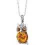 Baltic Amber Owl Pendant Necklace Sterling Silver Cognac Color Baltic Amber Owl Pendant Necklace Sterling Silver Cognac Color