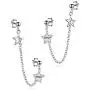 ANDPAI Personalized Punk Minimalist Double Ball Pierced Chain Earrings 925 Sterling Silver Star Stud Dangle Drop Earrings with Dream Letter for Women Men Hypoallergenic Statement Jewelry