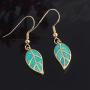 CiNily Opal Leaf Dangle Earrings-Created Fire Opal 18K Gold Plated Drop Earrings for Women Jewelry Gemstone Dangle Earrings 1 5/8''