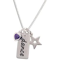 Girls Sterling Silver''Dance'' Pendant Necklace with Charms