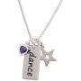 Girls Sterling Silver''Dance'' Pendant Necklace with Charms