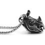 Xusamss Punk Rock Titanium steel Animal Rhino Head Pendant Necklace,24inches Link Chain