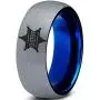 Sheriff Deputy Authoriy Crest Badge Ring - Tungsten Band 8mm - Men - Women - 18k Rose Gold Step Bevel Edge - Yellow - Grey - Blue - Black - Brushed - Polished - Wedding - Gift Dome Flat
