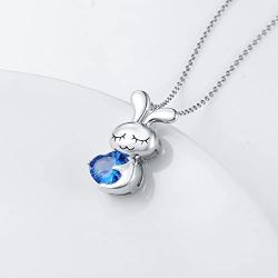 DAOCHONG 925 Sterling Silver Cubic Zirconia Love Heart Cute Animal Pendant Necklace for Women Birthday Gift
