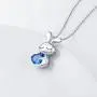 DAOCHONG 925 Sterling Silver Cubic Zirconia Love Heart Cute Animal Pendant Necklace for Women Birthday Gift