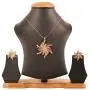 Touchstone Indian Bollywood Delicate Creative Designer Jewelry Pendant Set Colorful in Gold and Silver Tone for Women.