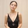 Heart Shape Long Pendant Necklace Silver Plated Black PU Leather Rope Long Chain Necklace for Women Teens Girl by Welbijoux